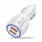 Quick Charge Qc3.0 Dual Usb Car Charger Universal Double Usb Fast Charging 12v/24v Smart Adapter For Phone Tablets White