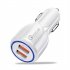 Quick Charge Qc3 0 Dual Usb Car Charger Universal Double Usb Fast Charging 12v 24v Smart Adapter For Phone Tablets White