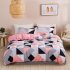 Quilt Cover  Pillowcase with Triangular Plaid Geometric Pattern Protective Bedding Cover