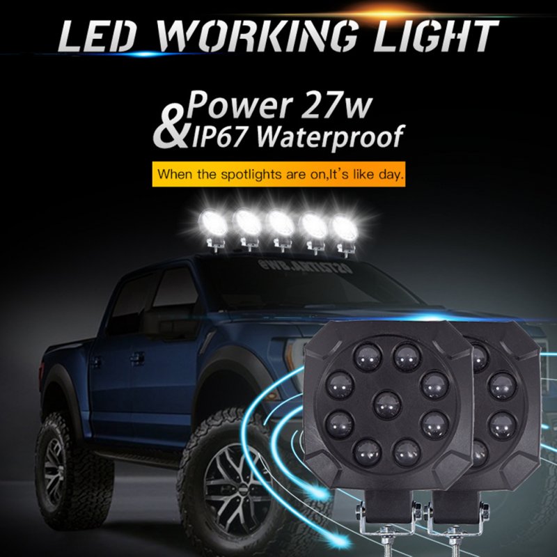 Car Led Work Light 4-inch Square 9 Lamp Beads Spotlight Off-road Engineering Truck Modified Auxiliary Lamp 