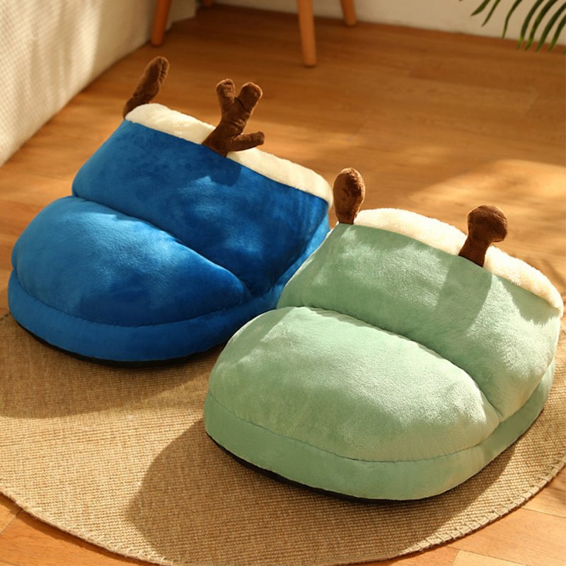Winter Warm Plush Cozy Nest Slippers Shape Thickened Sleeping Cushion Mat For Small Medium Cats Dogs gray brown bear S [40 x 30 x 25cm]