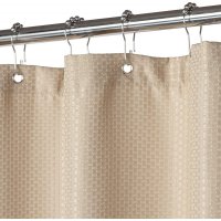 US HAPERLARE Polyester Waffle Weave Textured Grommet Top Shower Curtain Waterproof Fabric Bath Curtain Natural Color 72