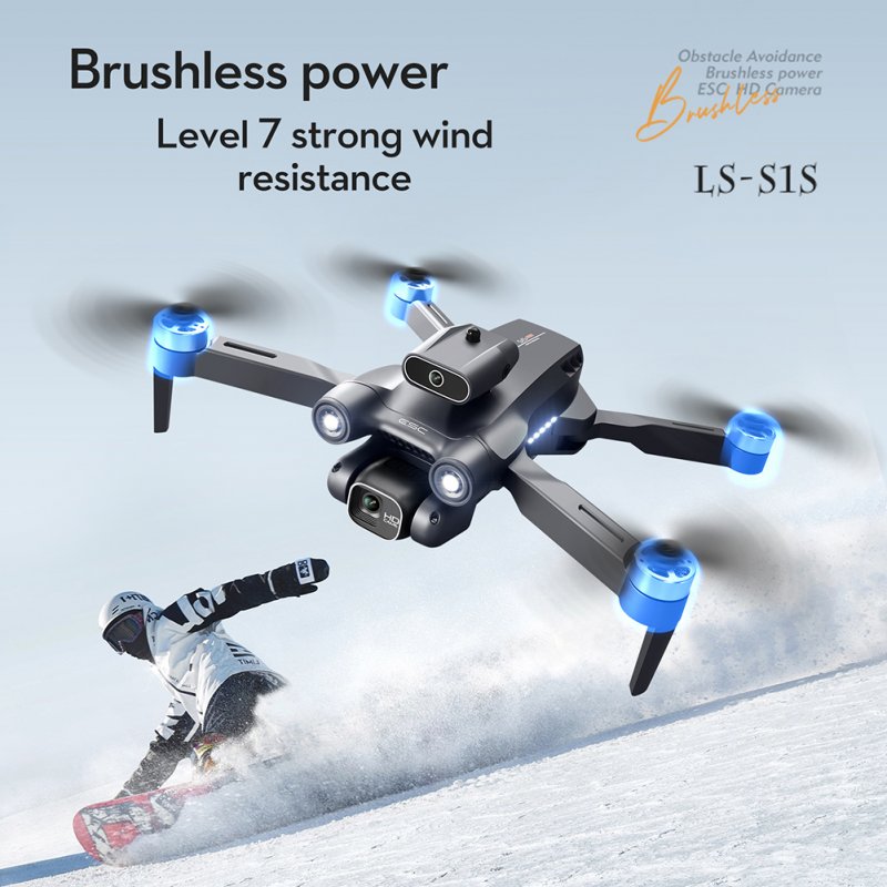 Ls-S1s Mini Drone with HD Camera Wifi Optical Flow Positioning RC Quadcopter Brushless Foldable Fpv Drones 