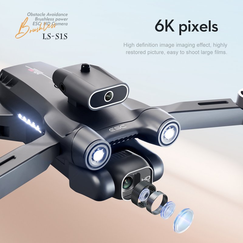 Ls-S1s Mini Drone with HD Camera Wifi Optical Flow Positioning RC Quadcopter Brushless Foldable Fpv Drones 