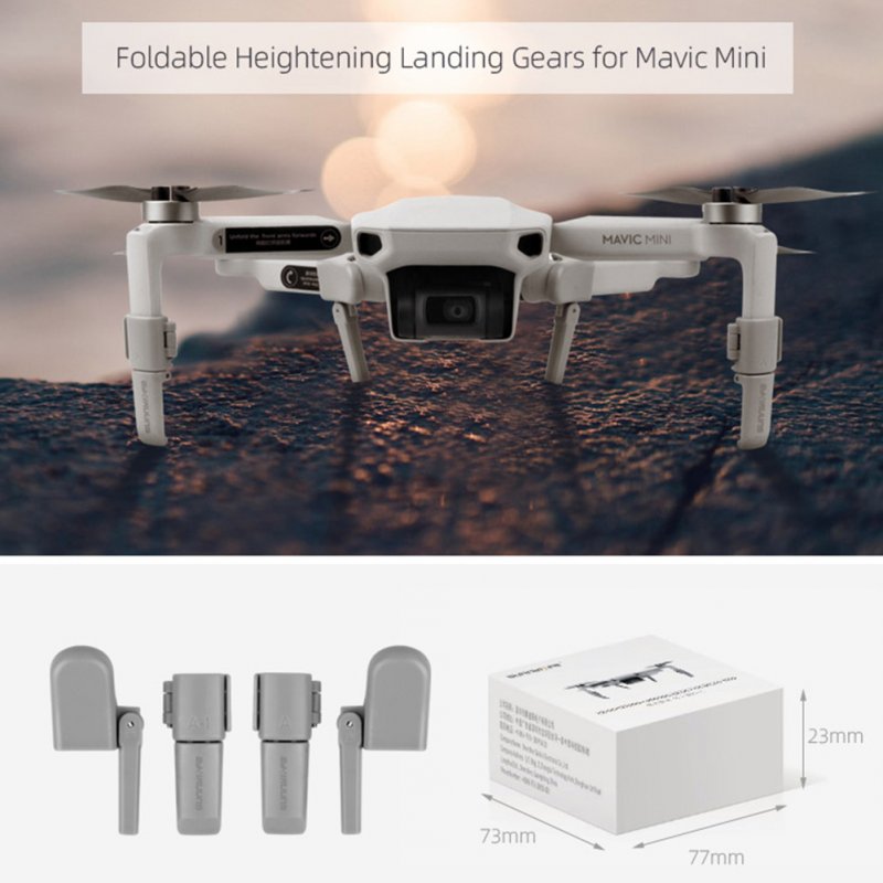 RC Drone Landing Gear Foldable Feet Heightened Stand for DJI Mavic Mini Airplane Shock-absorbing Stabilizer Take-off Protector gray