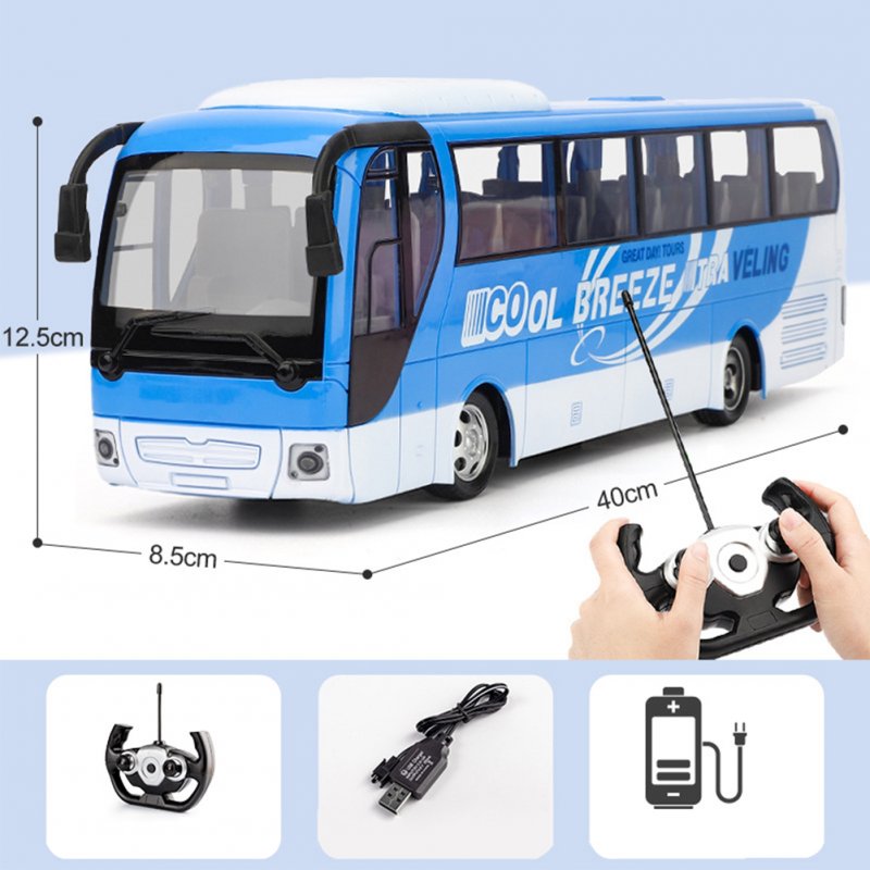 Large Wireless Remote Control Bus with Light Simulation Rechargeable Electric Travel Bus 