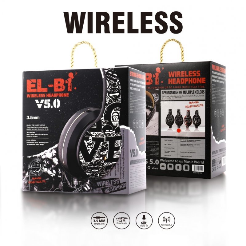 BT Headset Graffiti Pattern Head-mounted Wireless Bluetooth Headphone Universal for PC and Phone Plug-in Card Foldable 