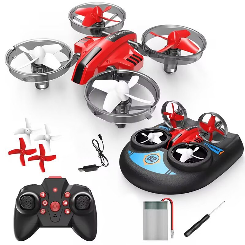 2.4G RC Mini Drone Boat 3-In-1 Waterproof RC Vehicle Quadcopter Boat Model Toys 1 Battery