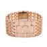 REALY Women s Quartz Diamond Case Alloy Bracelet Square Watch with Super Thin Hollow Strap Rose gold