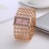 REALY Women s Quartz Diamond Case Alloy Bracelet Square Watch with Super Thin Hollow Strap Gold