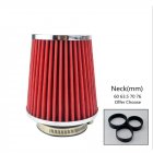 RED 3  76mm Inlet Cold Air Intake Cone Replacement Quality Dry Air Filter red