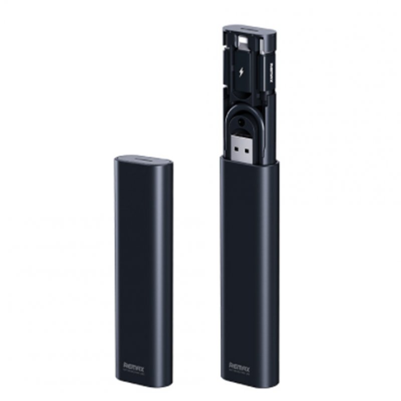 REMAX Rc-c011 Data Cable Storage Box 60w Fast Charging Line Electronic Gadgets Organizer With Card Removal Pin black