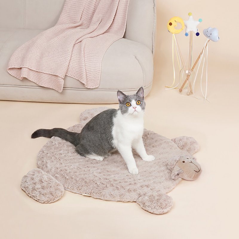 Pets Sleeping Mat With Non-Slip Bottom Ultra Soft Cute Sheep Shape Plush Mat For Small Middle Large Dogs Cats 