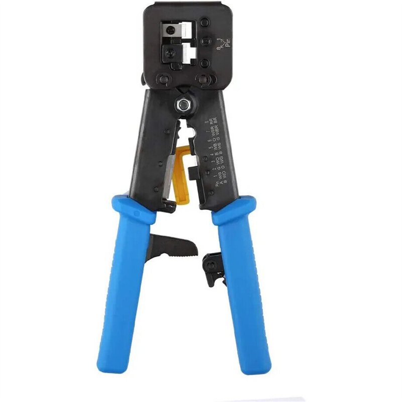 RJ45 Crimp Tool For Pass-Through Connectors Professional Ethernet Crimper For Cat6 Cat5 8P8C RJ12 Connectors Ethernet Crimper Crimping Tool Pass-Through Clamp