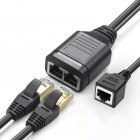 RJ45 Ethernet Splitter 1 Female To 2 Female Network Extension Connector Ethernet Switch With Usb Charging Cable black