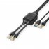 RJ45 Ethernet Splitter 1 Male To 2 Male Network Extension Connector Ethernet Switch With Usb Charging Cable 1 35m black
