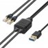 RJ45 Ethernet Splitter 1 Male To 2 Male Network Extension Connector Ethernet Switch With Usb Charging Cable 1 35m black
