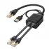 RJ45 Ethernet Splitter 1 Male To 2 Male Network Extension Connector Ethernet Switch With Usb Charging Cable 1 35m black