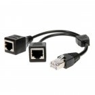 RJ45 LAN Ethernet Extension Cord Male to Female One-to-two Network Cable Splitter black