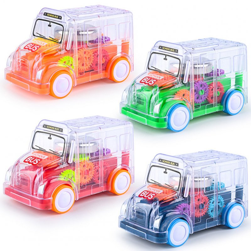 Light Up Transparent Car Toy For Kids 1:32 Electric Universal Inertia Car Toys With Colorful Moving Gears Music Light For Kids Birthday Gifts 