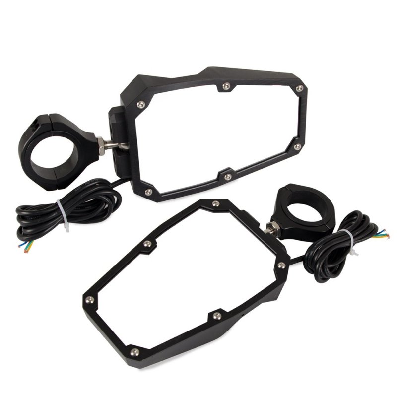 1.75" / 2" Side Rear View Mirrors Three-color Rear Frame Rearview Mirror With Led Light For Utv Atv 