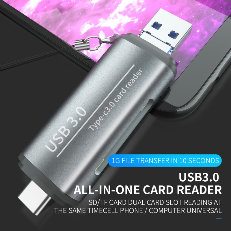 Card Reader Usb 3.0 Type-c Multi-functional Smart Memory Card Reader Supports Sd/td/u Disk For Pc Laptop 