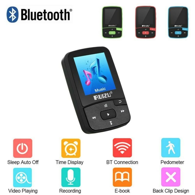 Original RUIZU X50 MP3 MP4 Music Player 1.5inch Screen Wireless Support Bluetooth4.0 300mAh Battery Lossless FM Radio APE/FLAC/WAV Black