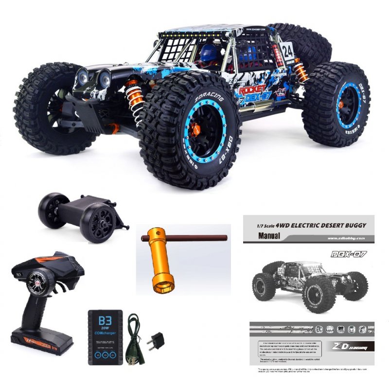 Racing Dbx-07 1/7 Scale Off-road Car With Brushless Motor 4wd 80km/h 2.4ghz Rc Monster Model Remote  Control  Car  Toy Rtr Blue RTR