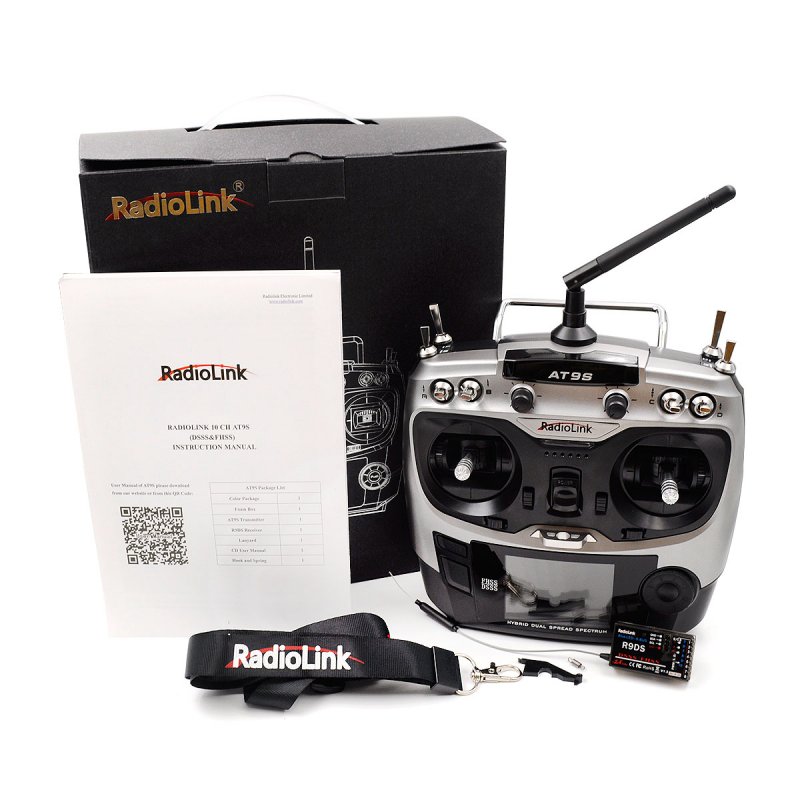 RadioLink AT9S 2.4GHz 10CH Upgrade Transmitter with R9DS DSSS&FHSS Receiver Silver