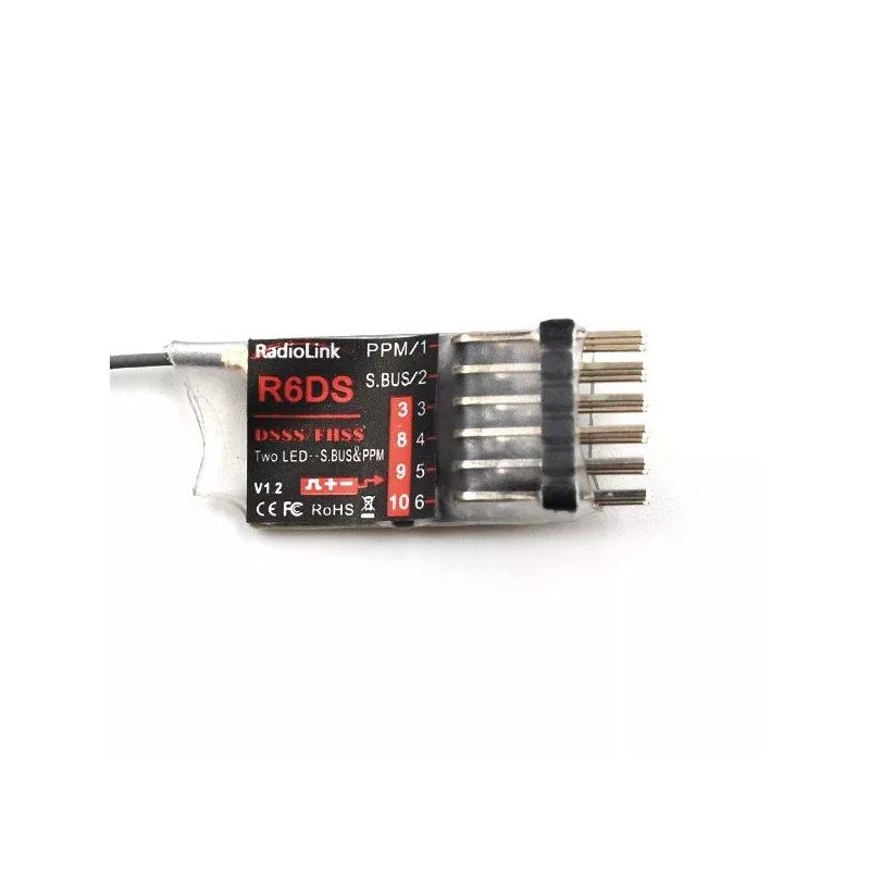 Radiolink R6DS 2.4G 6CH PPM PWM SBUS Output Receiver Compatible AT9 AT10 Transmitter  as shown