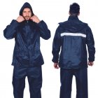 Rain Suit Waterproof Lightweight Hooded Rainwear Water Proof 2 Pieces Rainwear Hooded Rain Suit / Coat And Trouser For Golf, Hiking, Travel, Running Navy blue XXL