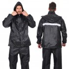 Rain Suit Waterproof Lightweight Hooded Rainwear Water Proof 2 Pieces Rainwear Hooded Rain Suit / Coat And Trouser For Golf, Hiking, Travel, Running black XXXL