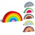 Rainbow Building Blocks Wooden Stacker Nesting Puzzle Blocks Color Shape Matching Puzzle Toys For Kids Gifts Mocha Brown