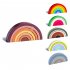 Rainbow Building Blocks Wooden Stacker Nesting Puzzle Blocks Color Shape Matching Puzzle Toys For Kids Gifts Mocha Brown