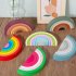 Rainbow Building Blocks Wooden Stacker Nesting Puzzle Blocks Color Shape Matching Puzzle Toys For Kids Gifts Mocha Brown