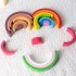 Rainbow Building Blocks Wooden Stacker Nesting Puzzle Blocks Color Shape Matching Puzzle Toys For Kids Gifts Mocha Brown