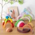 Rainbow Building Blocks Wooden Stacker Nesting Puzzle Blocks Color Shape Matching Puzzle Toys For Kids Gifts Mocha Brown