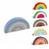 Rainbow Building Blocks Wooden Stacker Nesting Puzzle Blocks Color Shape Matching Puzzle Toys For Kids Gifts Mocha Brown