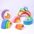 Rainbow Building Blocks Wooden Stacker Nesting Puzzle Blocks Color Shape Matching Puzzle Toys For Kids Gifts Macaron