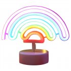 Rainbow Desktop Lamp, Nightstand Lamps With Holder Base, 3-AA Battery Or USB Powered Night Light