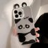 Raised Panda Ears Smart Phone Case Full Covered Shell Protective Cover Compatible For IPhone 15 Silver white panda with ears 15promax
