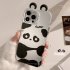 Raised Panda Ears Smart Phone Case Full Covered Shell Protective Cover Compatible For IPhone 15 Silver white panda with ears 15promax
