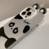 Raised Panda Ears Smart Phone Case Full Covered Shell Protective Cover Compatible For IPhone 15 Silver white panda with ears 15promax