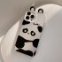 Raised Panda Ears Smart Phone Case Full Covered Shell Protective Cover Compatible For IPhone 15 Silver white panda with ears 15