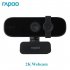 Rapoo C280 Webcam 2K HD With Mic Rotatable Cameras For Live Broadcast Video Calling Conference With Cover Black