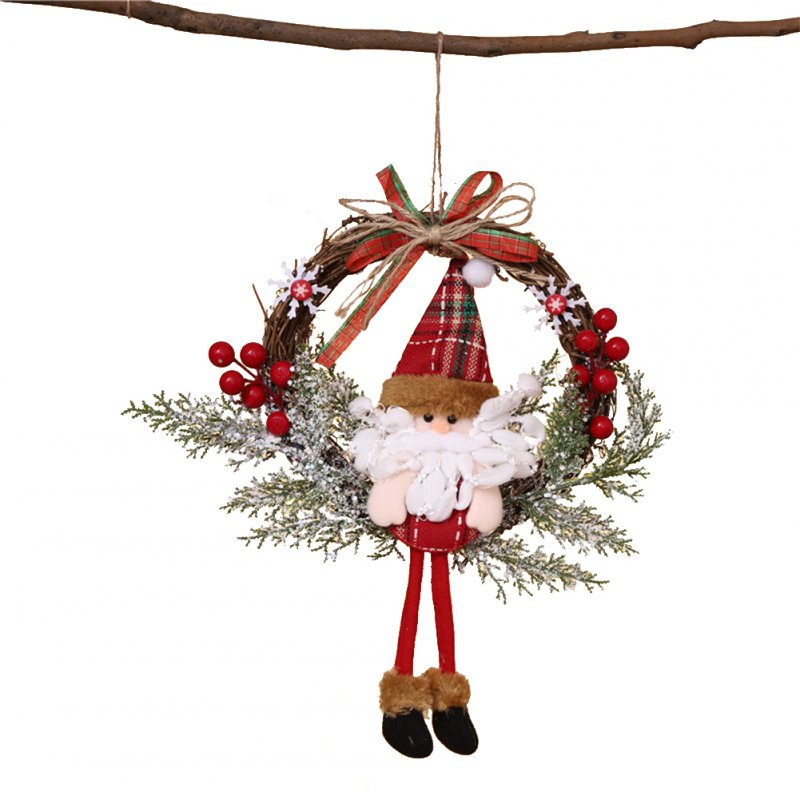 Rattan Christmas  Garland Santa Claus Doll Door Hanging Garland Christmas Ornament Dead Branch small(Santa Claus)