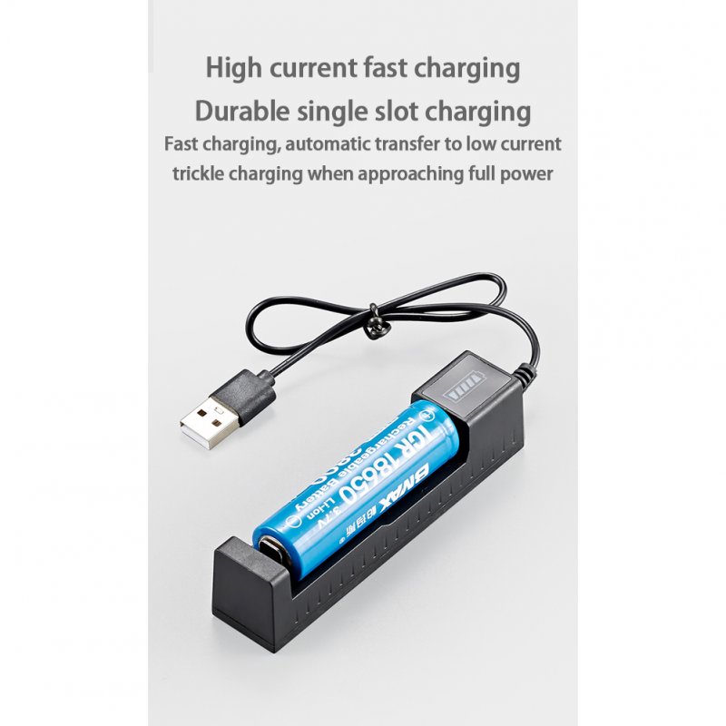 Usb Smart Single Slot Charger 18650 Lithium Charger Small Fan Flashlight Battery Charging Adapter With Indicator Light 