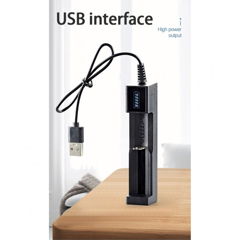 Usb Smart Single Slot Charger 18650 Lithium Charger Small Fan Flashlight Battery Charging Adapter With Indicator Light 