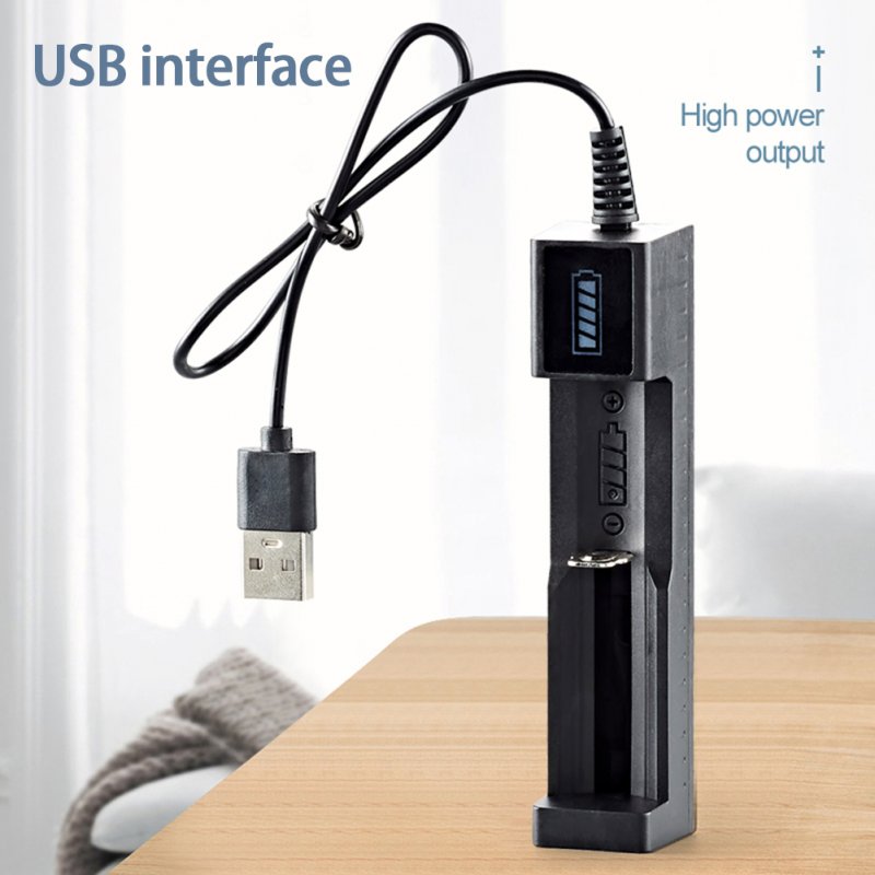 Usb Smart Single Slot Charger 18650 Lithium Charger Small Fan Flashlight Battery Charging Adapter With Indicator Light 