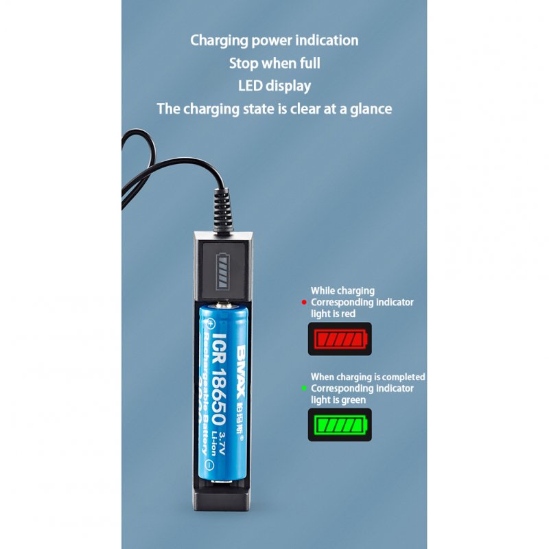 Usb Smart Single Slot Charger 18650 Lithium Charger Small Fan Flashlight Battery Charging Adapter With Indicator Light 